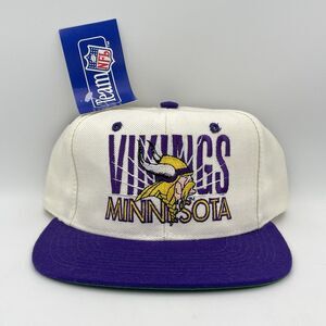 Vintage Minnesota Vikings AJD Snapback Hat Cap Purple White Rare - NEW OLD STOCK